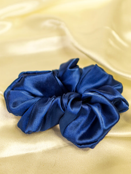 Navy Blue Satin Scrunchie