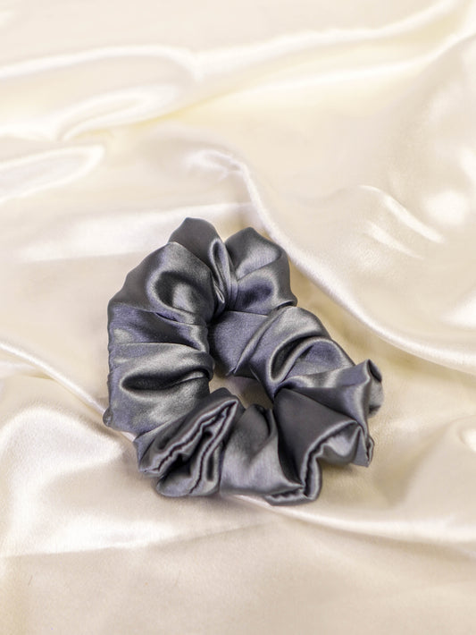 Grey Satin Scrunchie