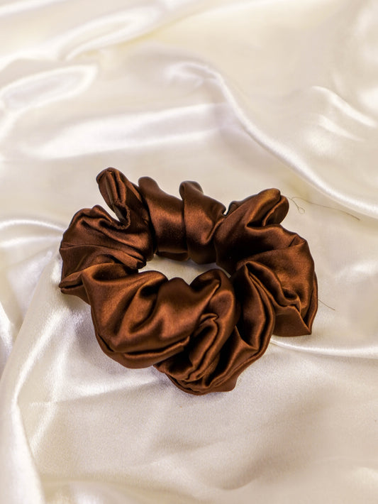 Brown Satin Scrunchie