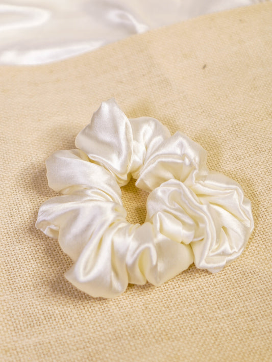 White Satin Scrunchie