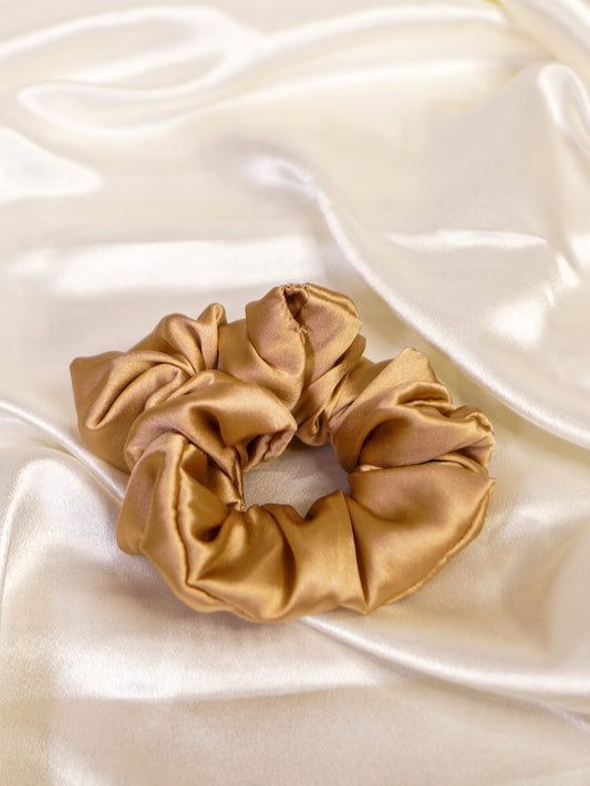 Peach Pink Satin Scrunchie